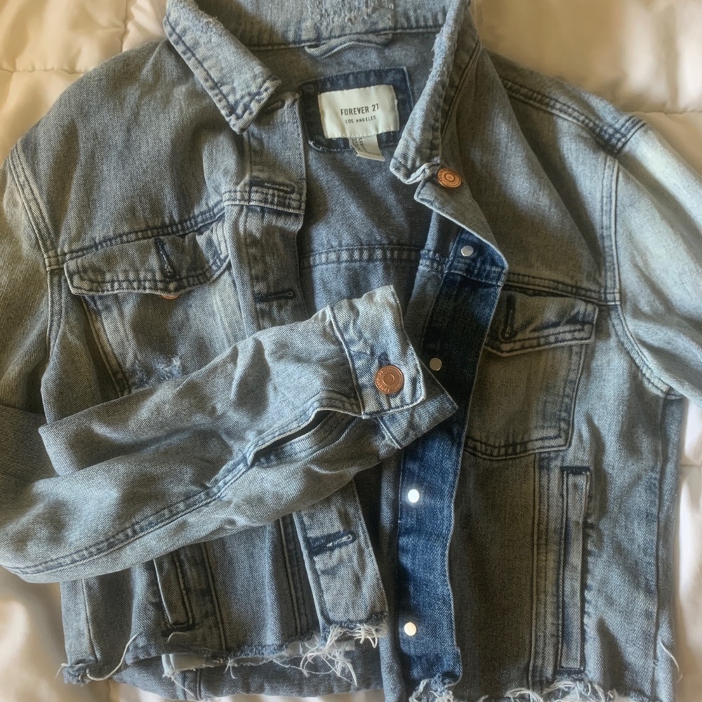 Distressed jean jacket